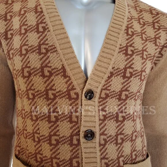 GUCCI MENS SWEATER Ha Ha Ha Harry Styles SQUARE G LOGO CARDIGAN sz S / SMALL - Picture 6 of 15